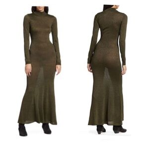 RONNY KOBO Goulding Metallic Sheath Maxi Dress Size: M-L